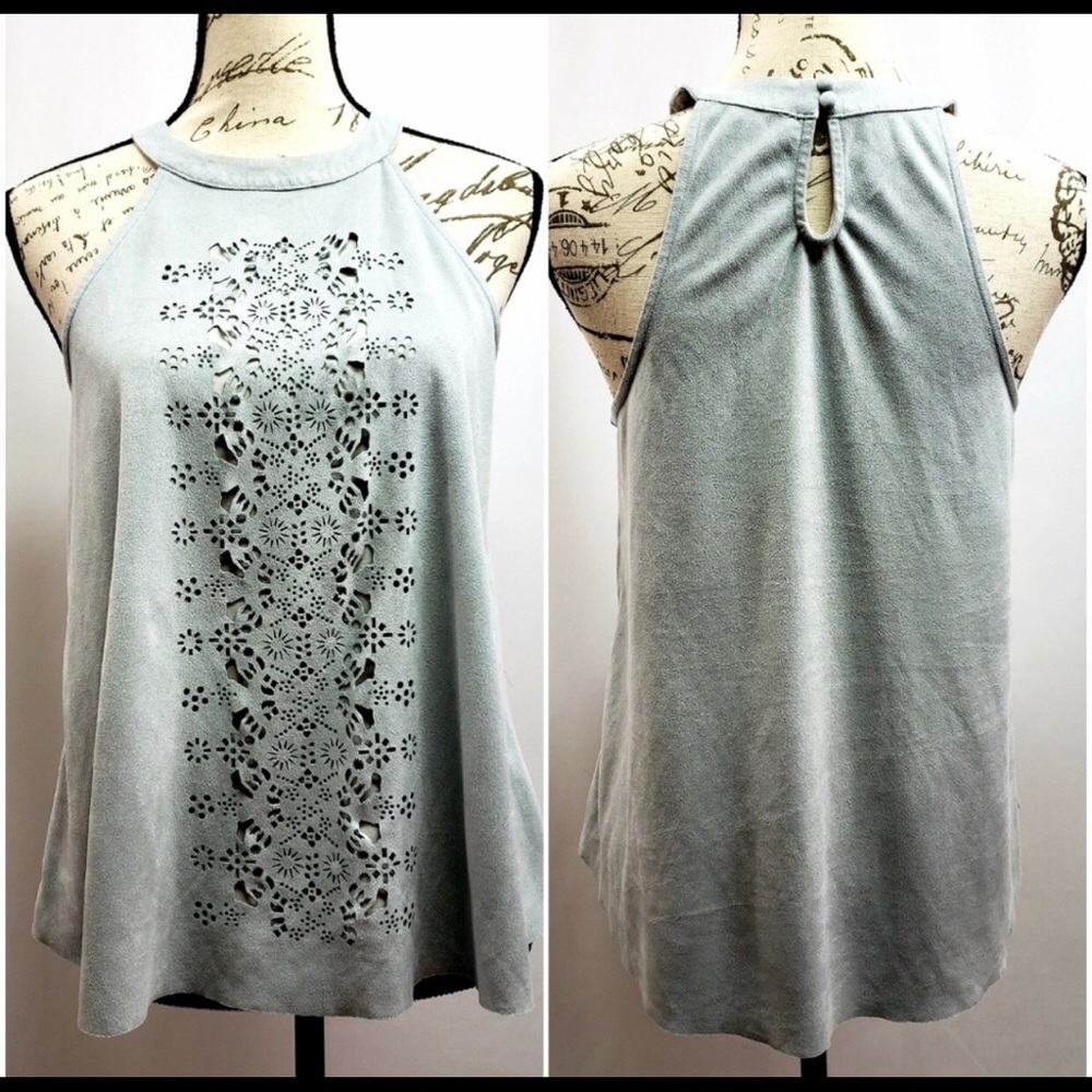 Mint suede tank top